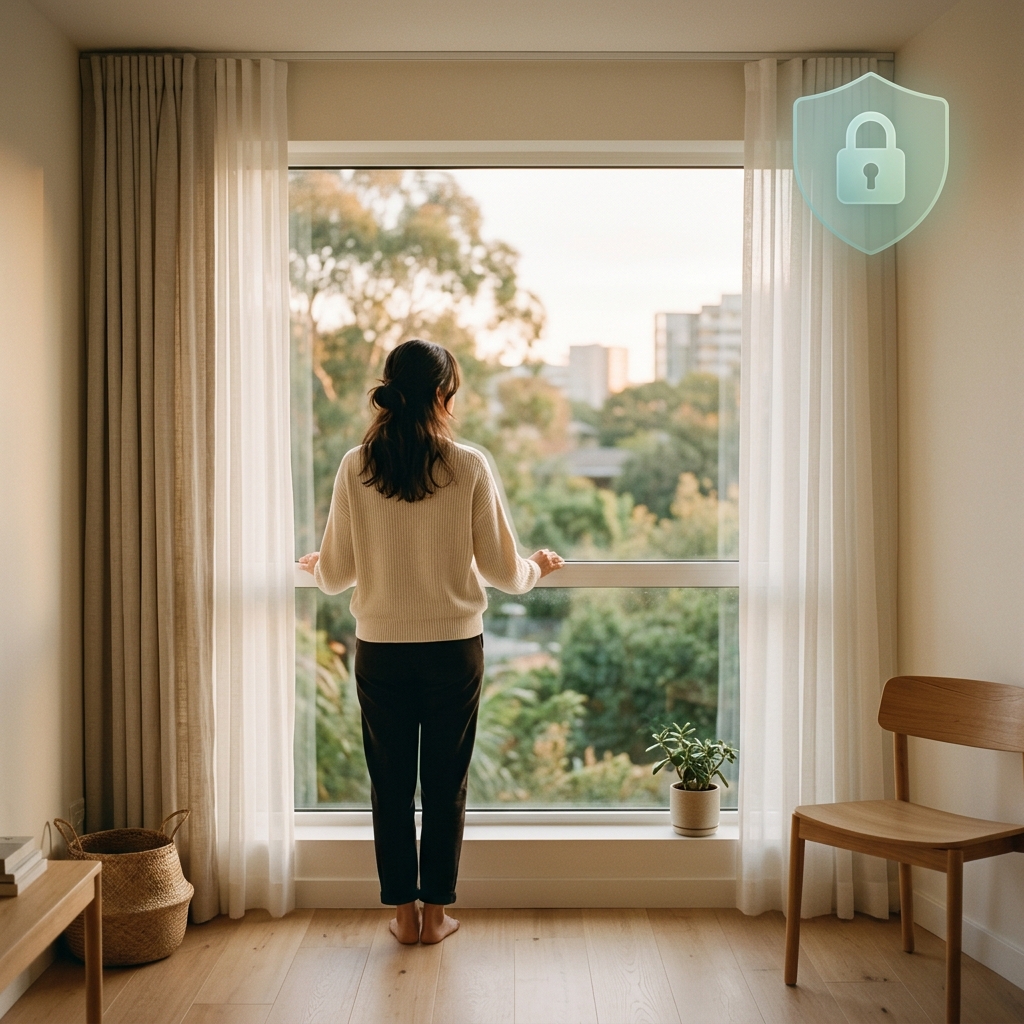 Privacy and security represented by a calm private space